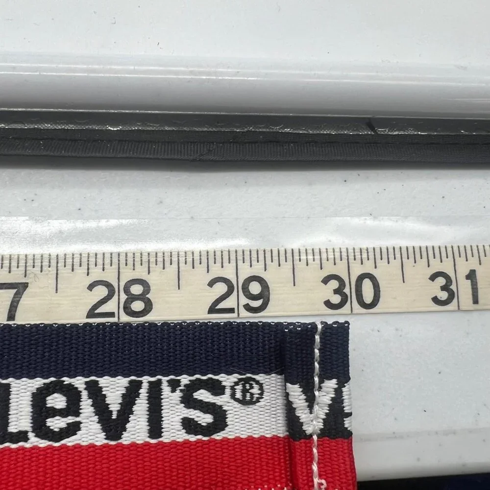 Vtg Levi's Red Navy Logo Striped Spellout Adjustable Logo Belt Youth One Size